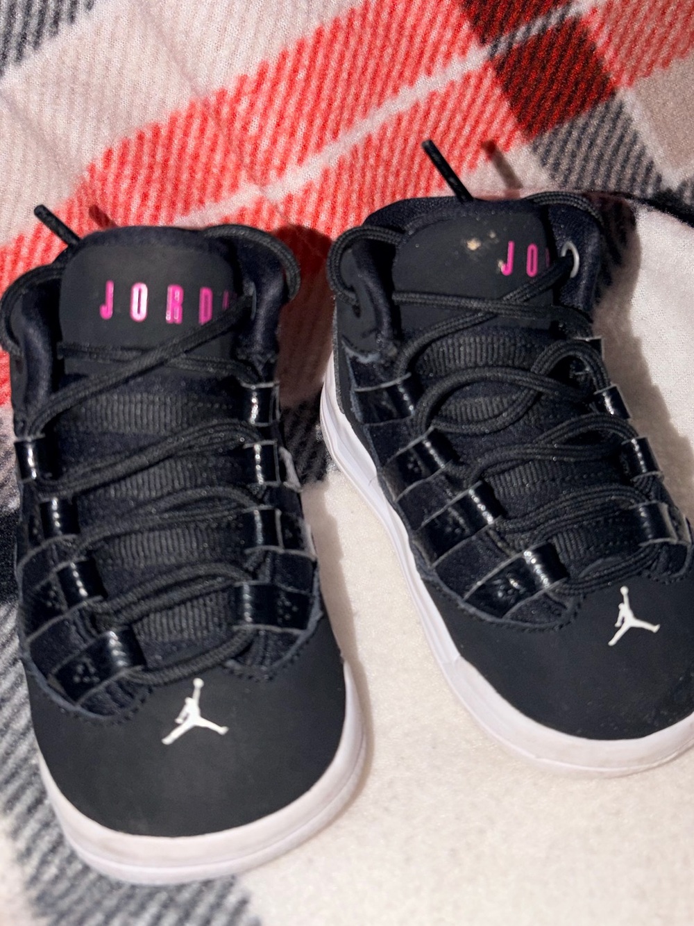 Jordan Kids Black Sneakers with Pink Accents